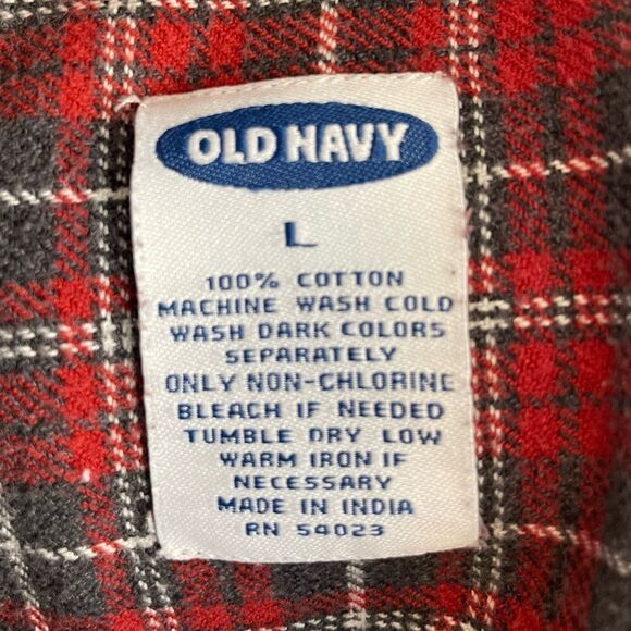 Old Navy Red Plaid Flannel Button Down Shirt Size L EUC - Picture 8 of 8